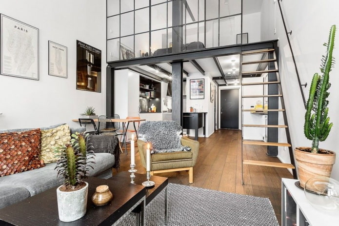 interior design of a two-level studio