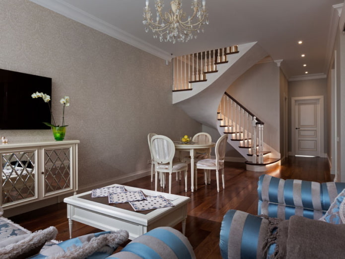 interior of a bunk apartment in a classic style