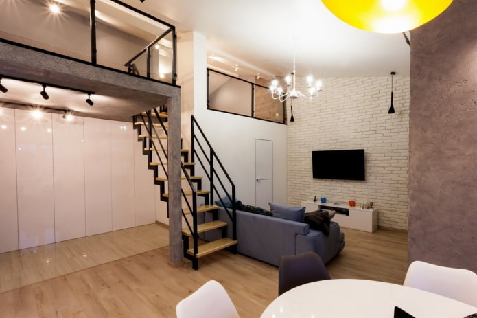 interior design of a two-level studio