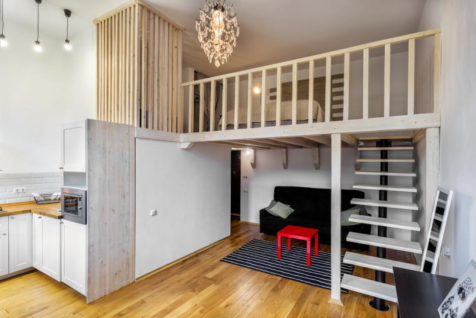 interior design of a two-level studio