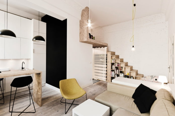 interior of a bunk studio apartment