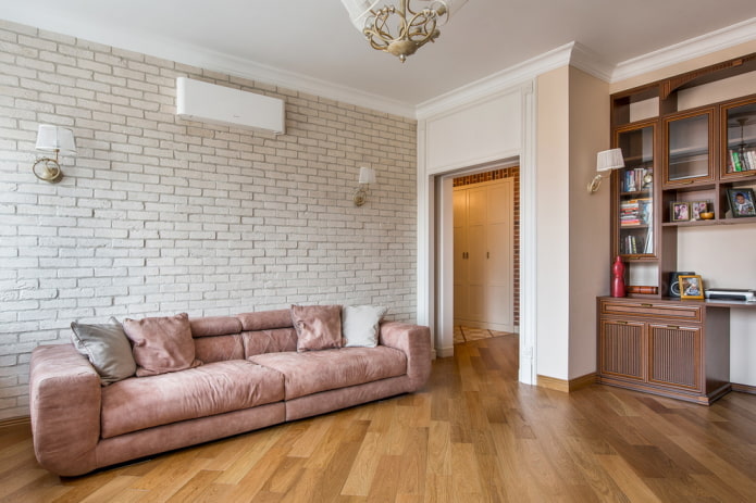 furnishings in the hall in beige shades