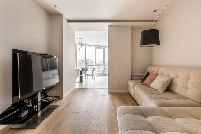 wall decoration in the interior of the hall in beige shades
