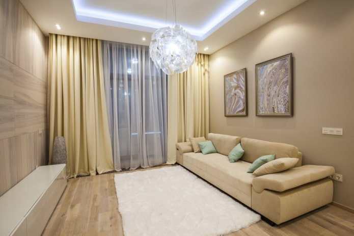 wall decoration in the interior of the hall in beige shades