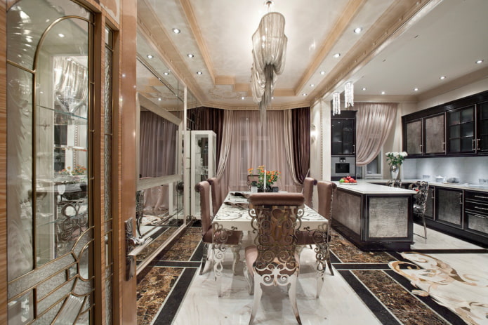 Combined porcelain stoneware on the floor