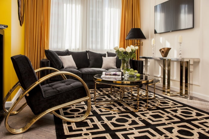 Art Deco curtains and carpet