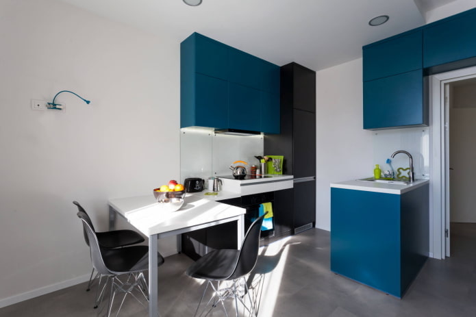 Kitchen in the studio with a sink island