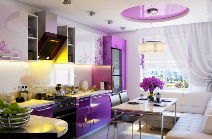 finishing the kitchen in purple tones