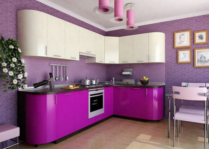 finishing the kitchen in purple tones