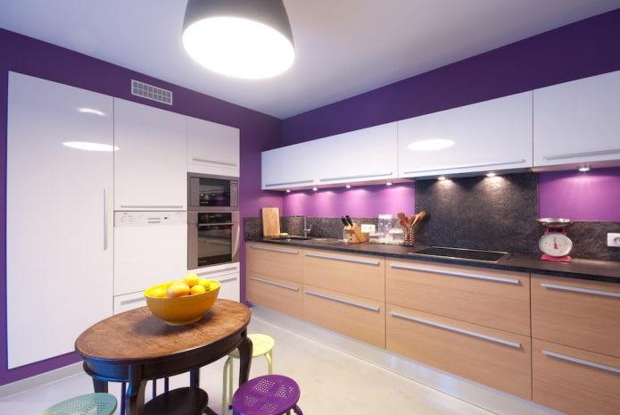 finishing the kitchen in purple tones