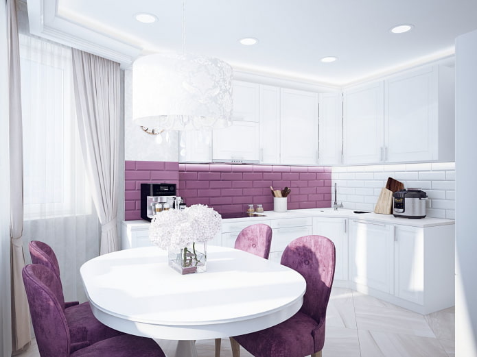 kitchen interior in purple tones