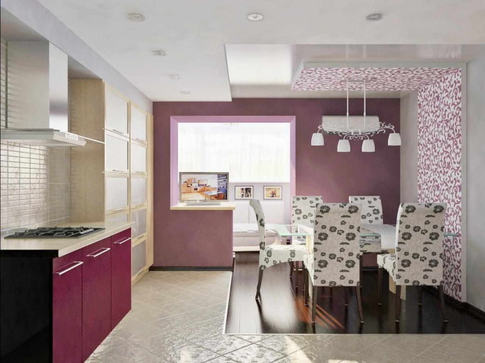 kitchen interior in purple tones