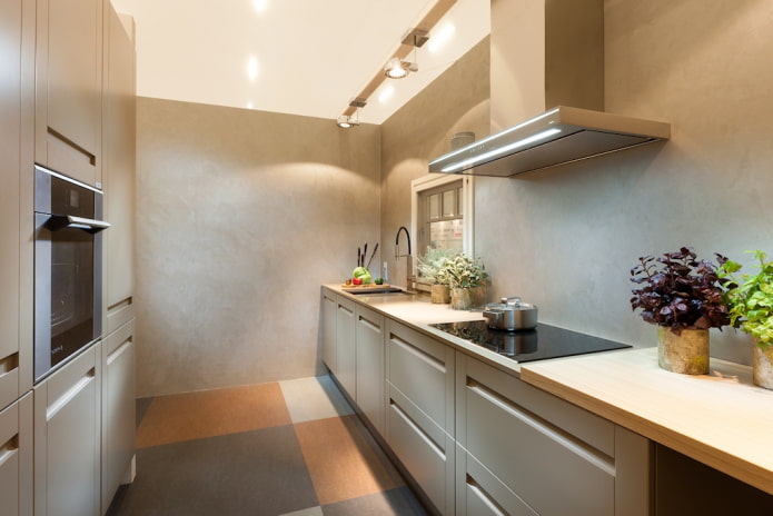 finishing of a narrow kitchen space finishing of a narrow kitchen space