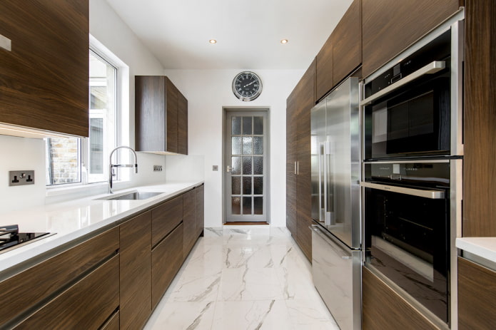 finishing of a narrow kitchen space finishing of a narrow kitchen space