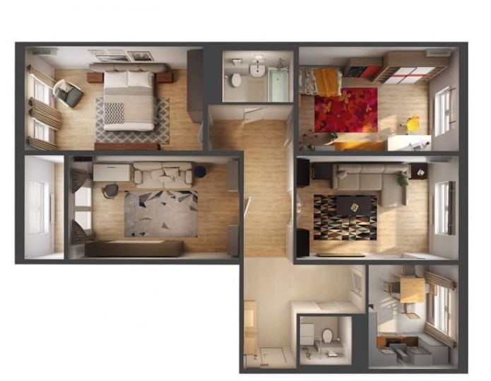 layout of a 4-room apartment layout of a 4-room apartment