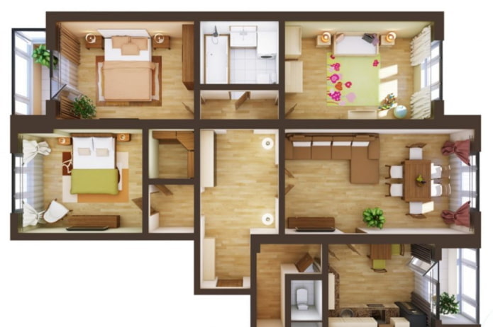 layout of a 4-room apartment layout of a 4-room apartment