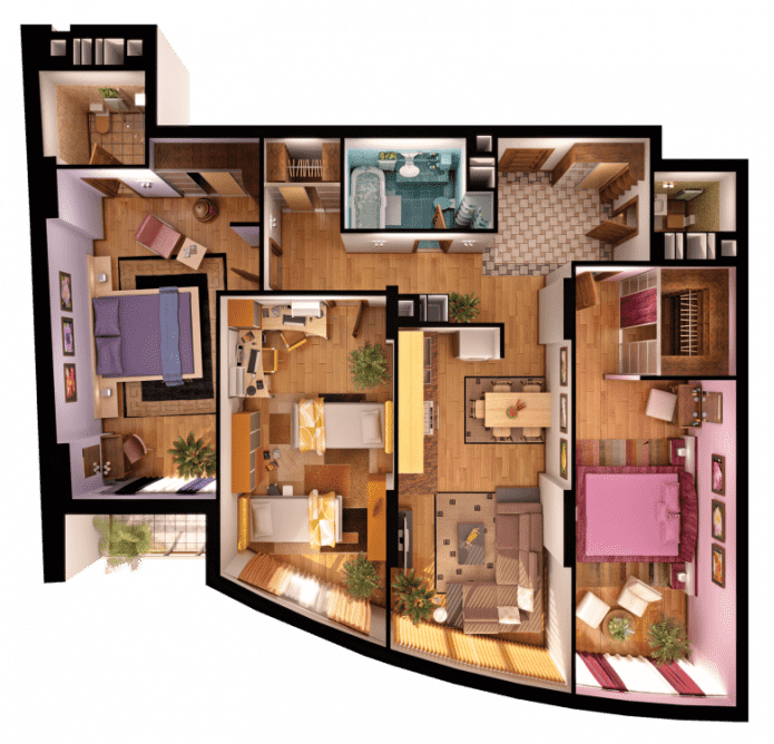 layout of a 4-room apartment layout of a 4-room apartment