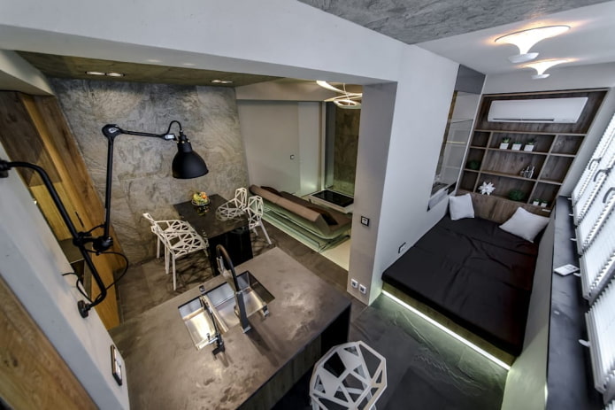 design of the sleeping area on the balcony