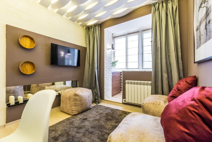 interior design of a living room with a loggia