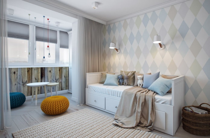 interior design of a nursery with a loggia
