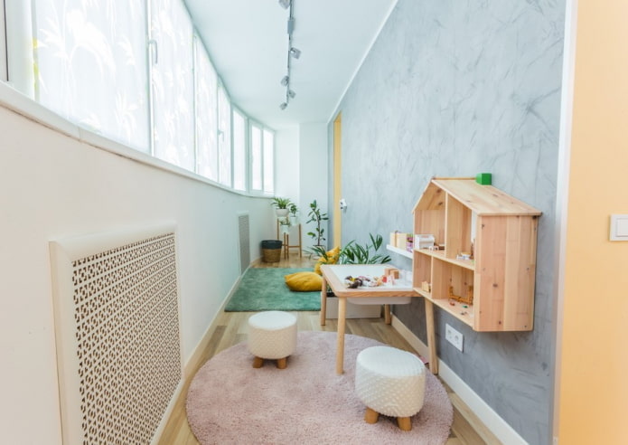 design of the play area in the interior of the balcony