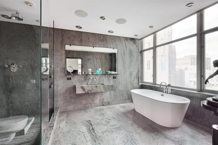 bathroom interior in gray tones