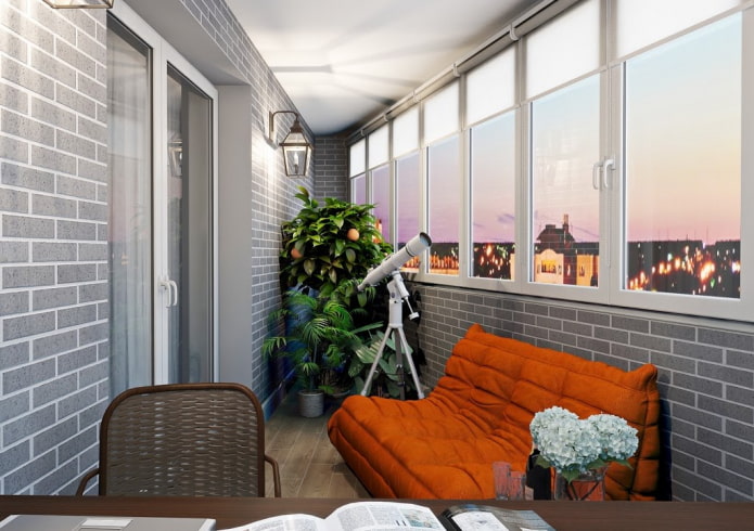 balcony interior in gray tones