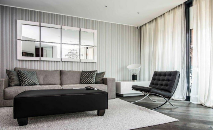 living room interior in gray tones