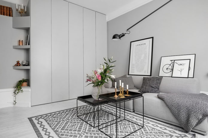 gray interior in scandinavian style