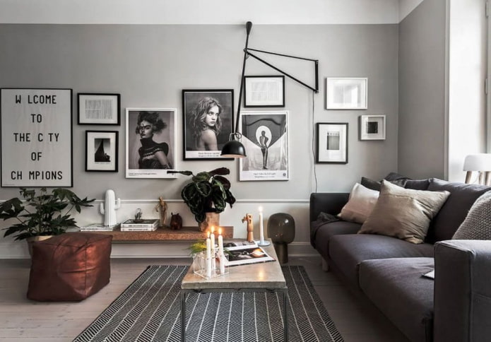 gray interior in scandinavian style