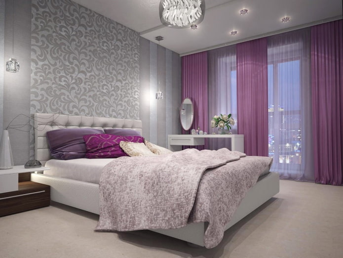 interior design in gray-purple tones