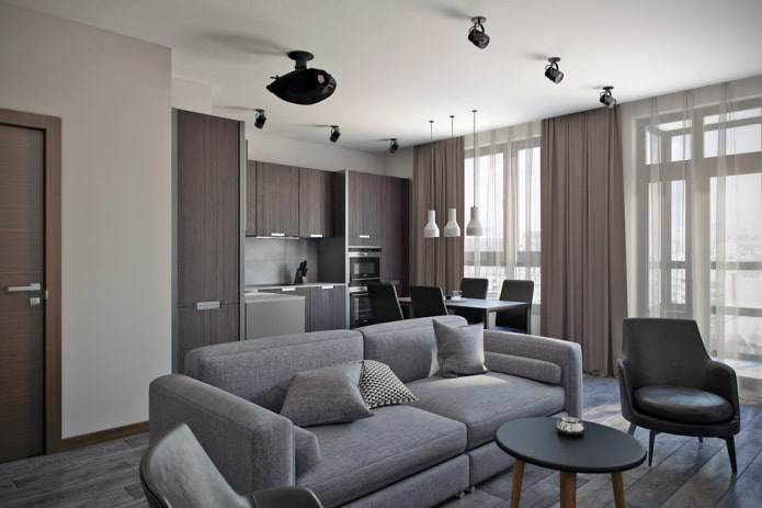 interior design in gray-brown tones