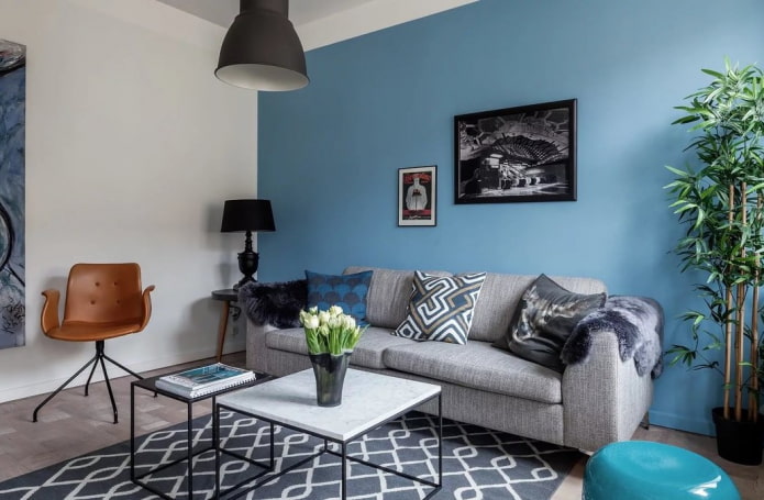 interior design in gray-blue tones