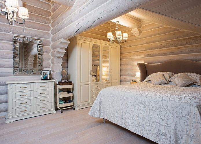 bedroom design in the interior of a log house bedroom design in the interior of a log house