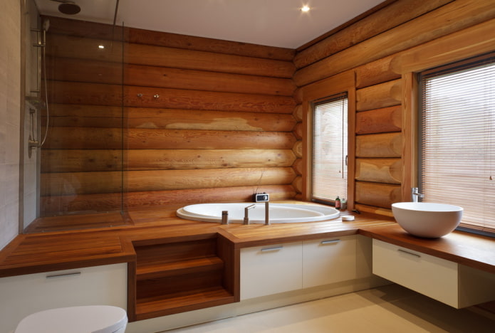 bathroom design in the interior of a log house bathroom design in the interior of a log house