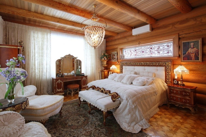 interior of a log house in Russian style interior of a log house in Russian style