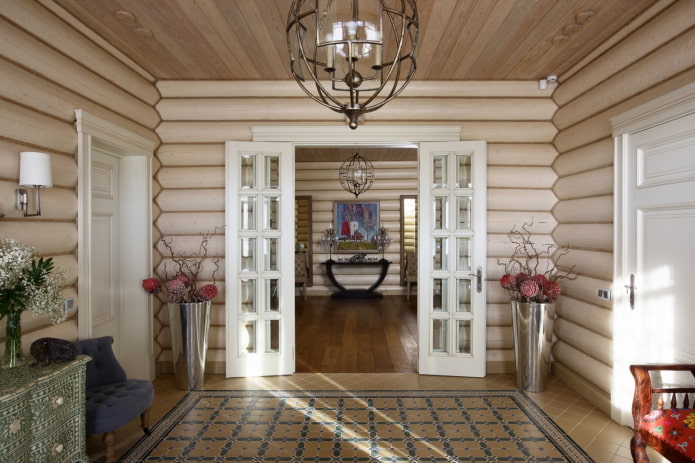 hallway design in the interior of a log house hallway design in the interior of a log house