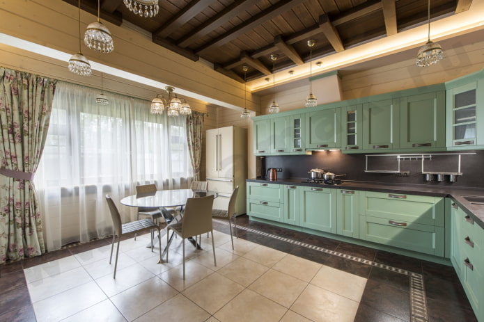 kitchen design in the interior of a log house kitchen design in the interior of a log house