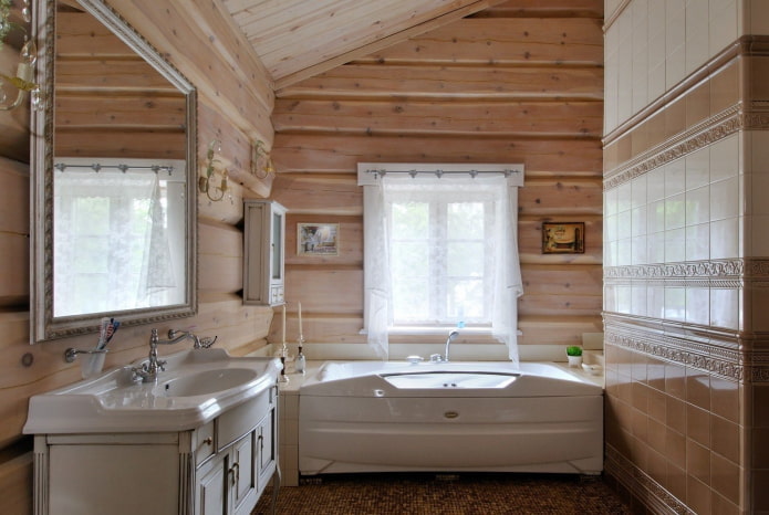 bathroom design in the interior of a log house bathroom design in the interior of a log house