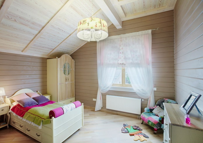 design of a nursery in the interior of a log house design of a nursery in the interior of a log house