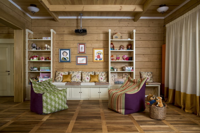 design of a nursery in the interior of a log house design of a nursery in the interior of a log house