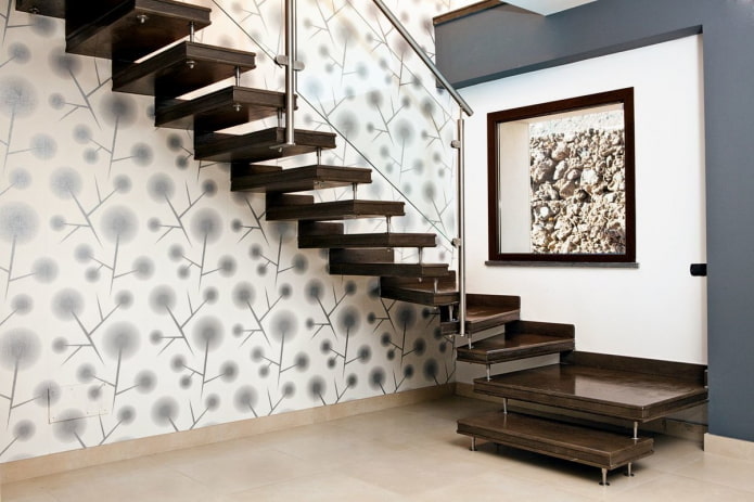 staircase on the bolts in the interior of a private house