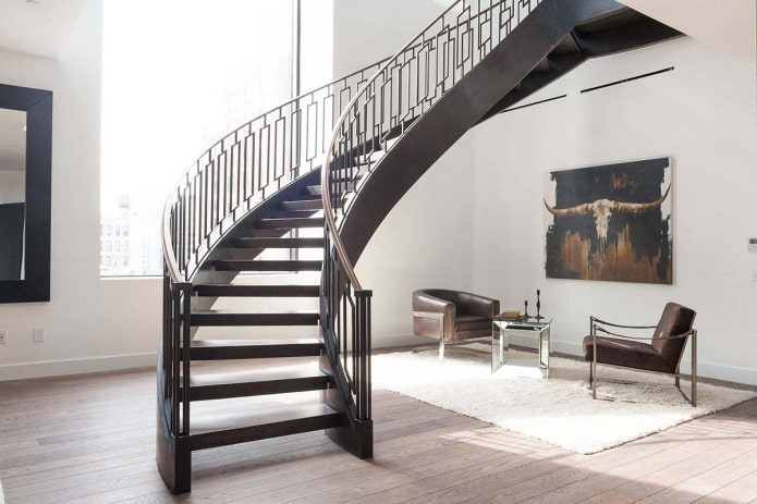 metal staircase in the interior of a private house