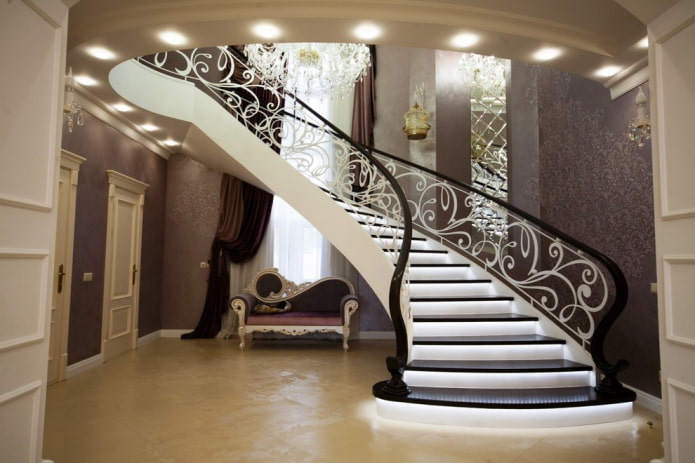 staircase in the interior of the house in a classic style