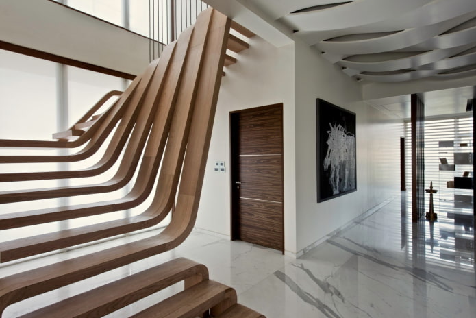 high-tech staircase in the interior of a house