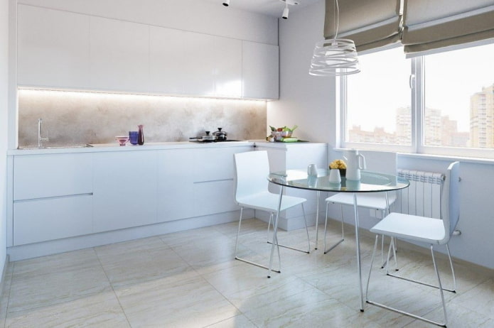 Glossy facades, glass table