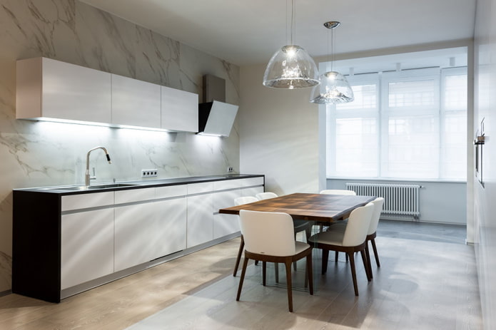 Lighting in a spacious kitchen
