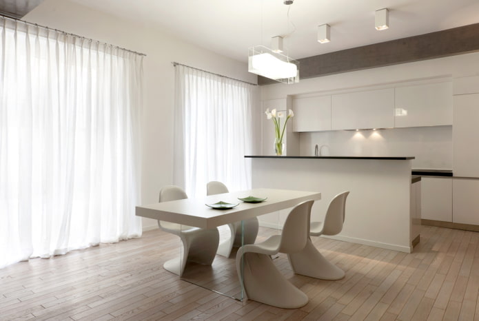 White curtains in the kitchen