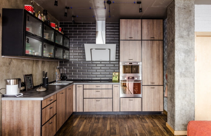 concrete walls in the kitchen