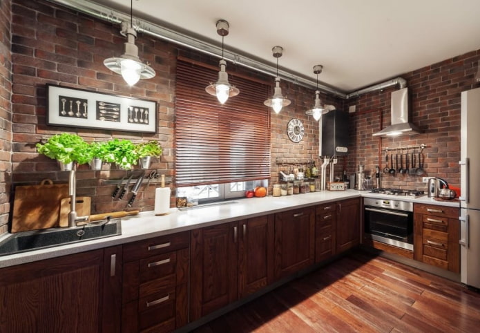 apron and walls made of decorative bricks